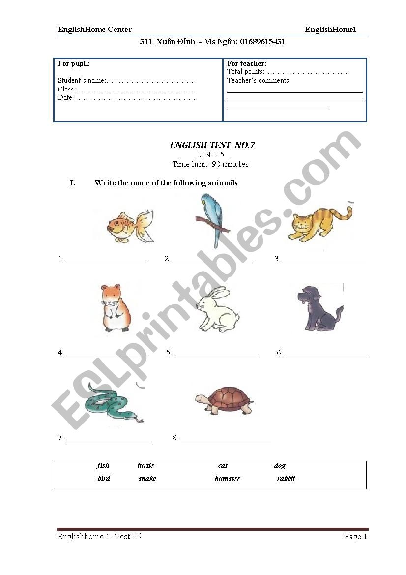 pet day worksheet