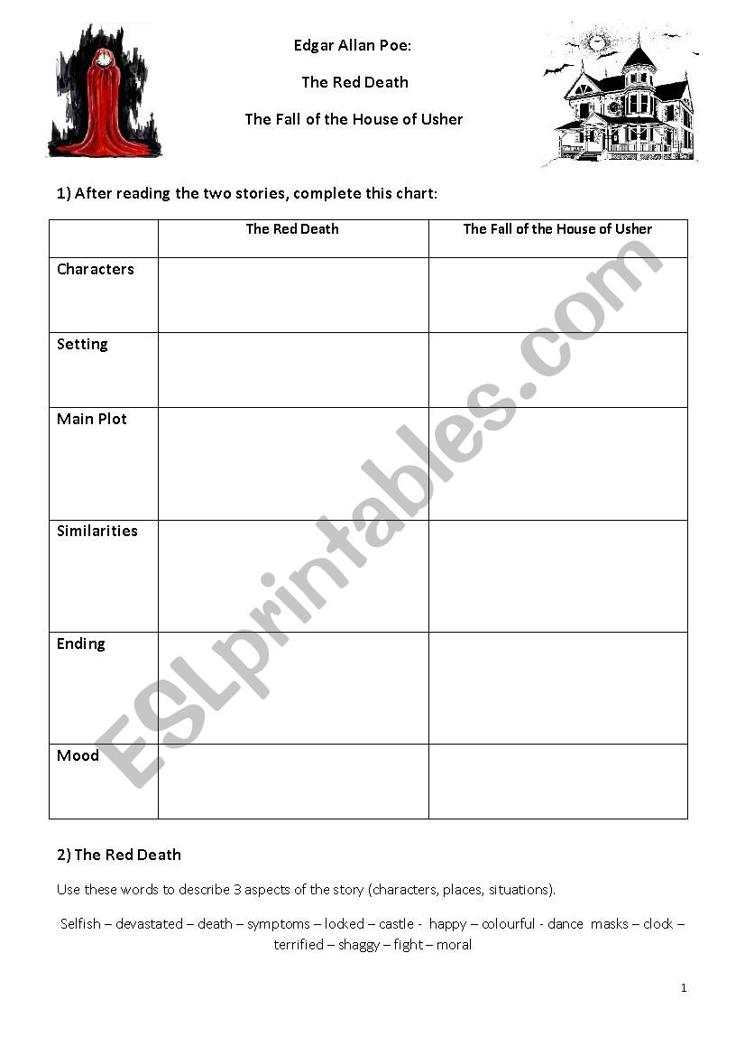 Poe: Red Death/Fall of the House of Usher worksheet