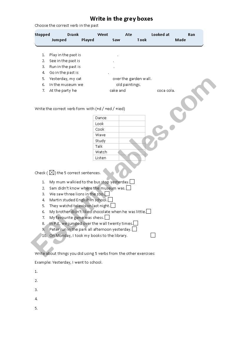 Past Simple worksheet