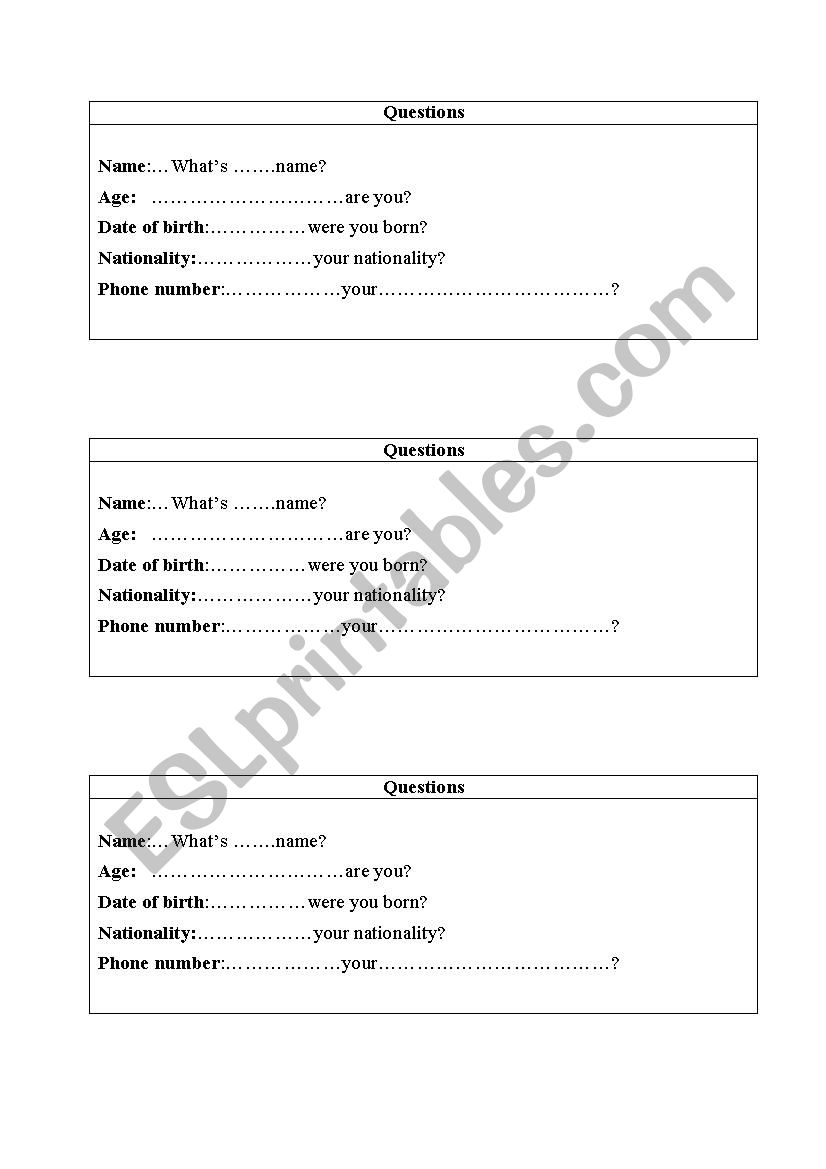 Identity cards: Grill a partner