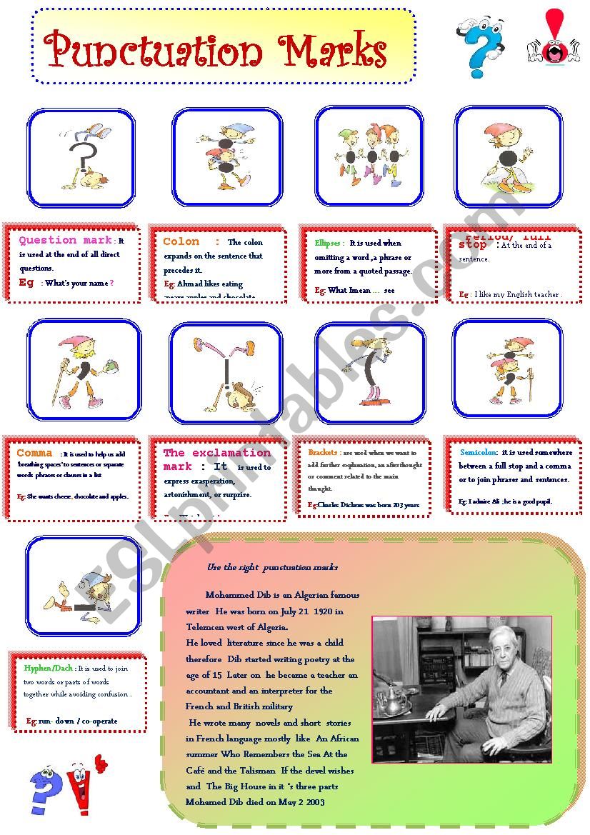 Punctuation marks worksheet