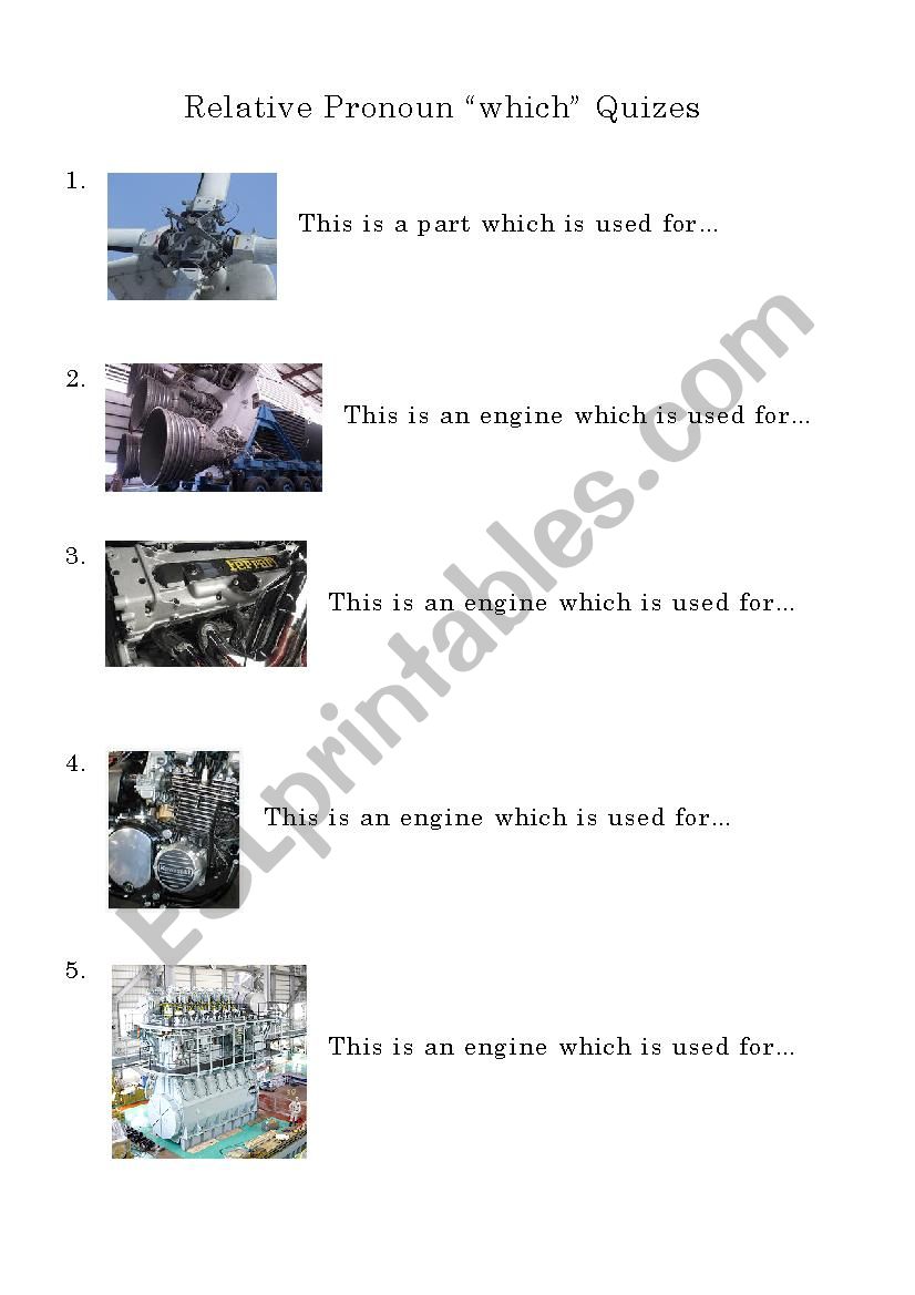 Relative Pronoun which Quizes worksheet