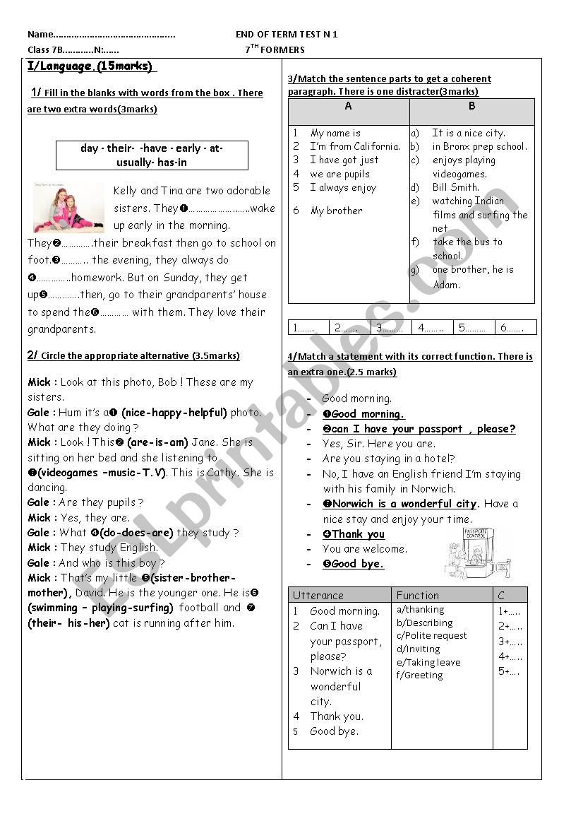 end of term test 1 worksheet