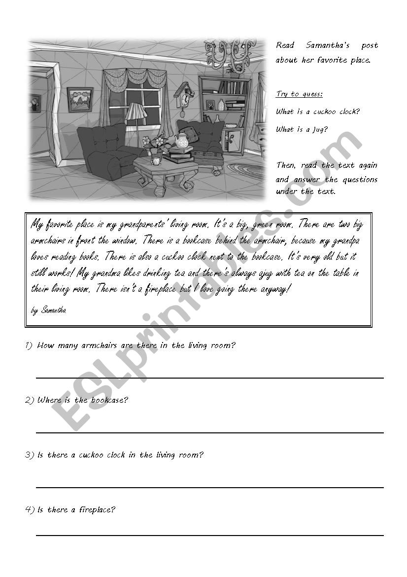 My Favorite Place worksheet