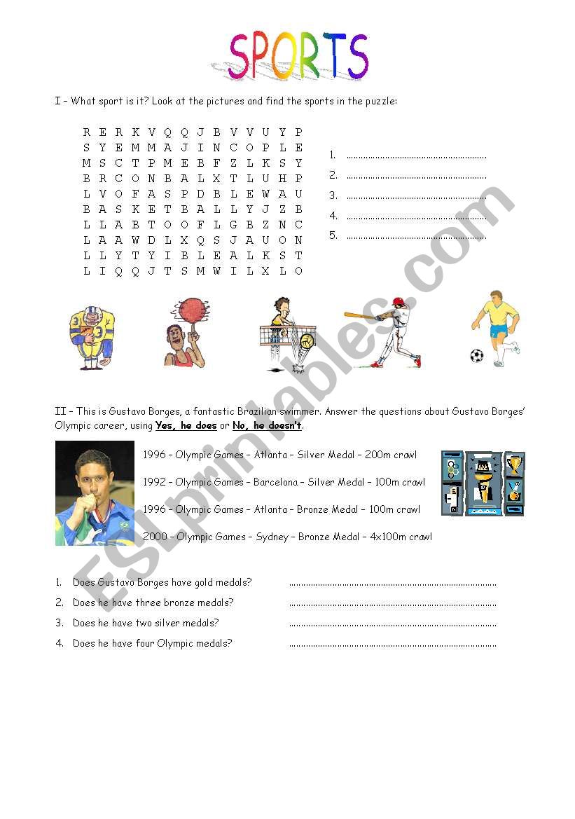 Sports worksheet