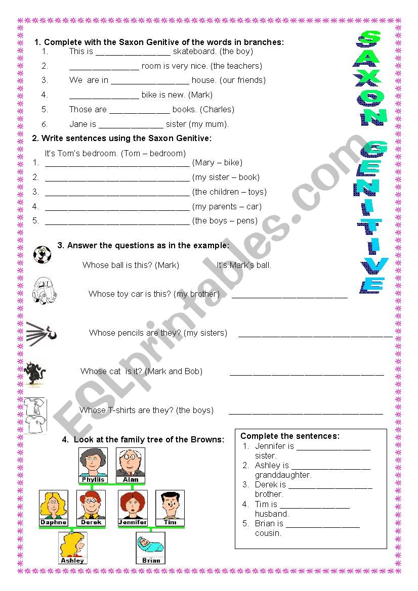 Saxon Genitive worksheet