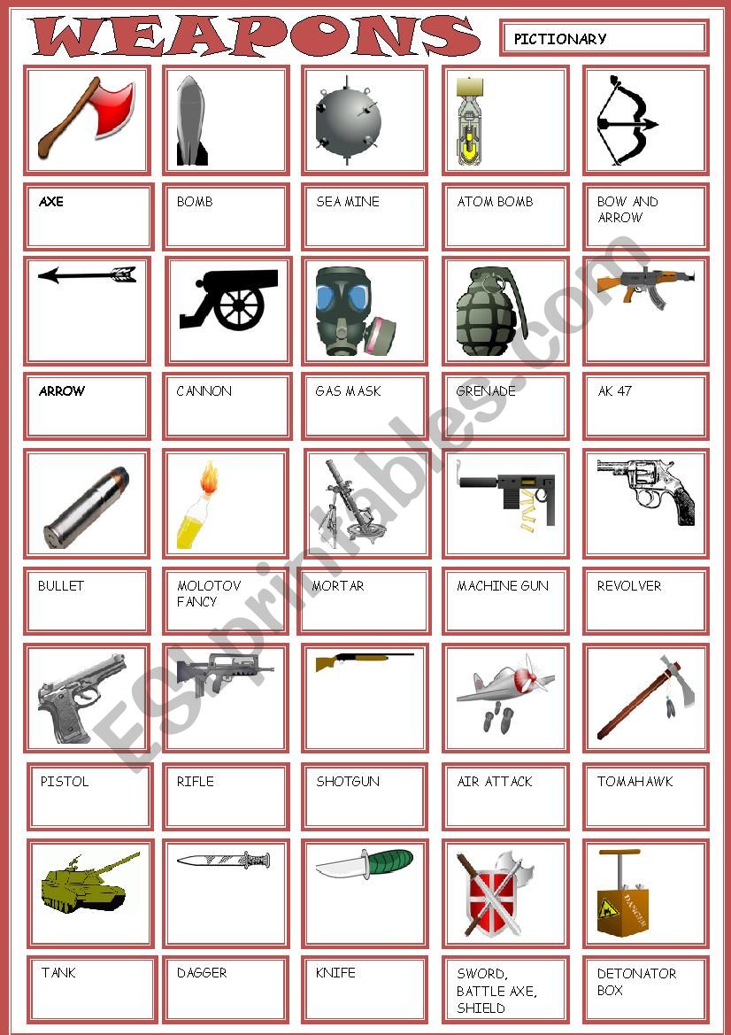 WEAPONS worksheet