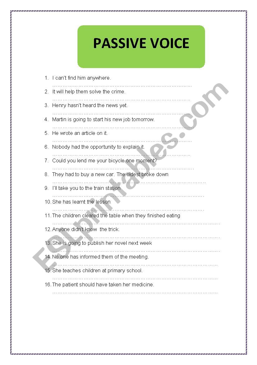 PASSIVE VOICE worksheet