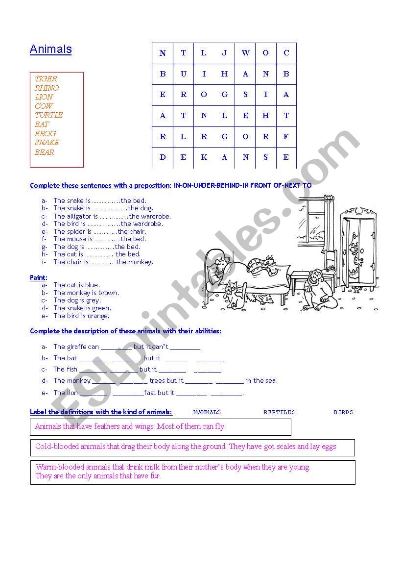 THE ANIMAL KINGDOM worksheet