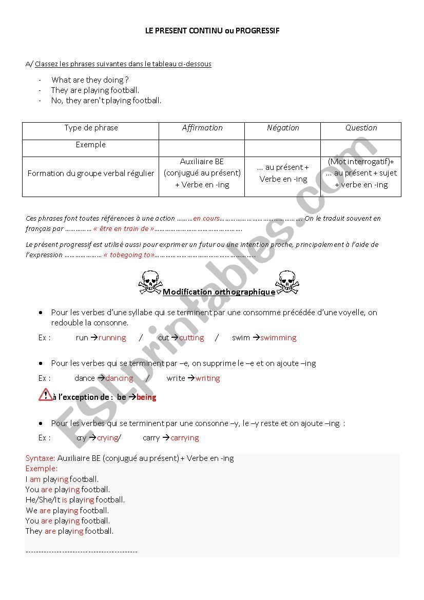 Present Continous Lesson worksheet