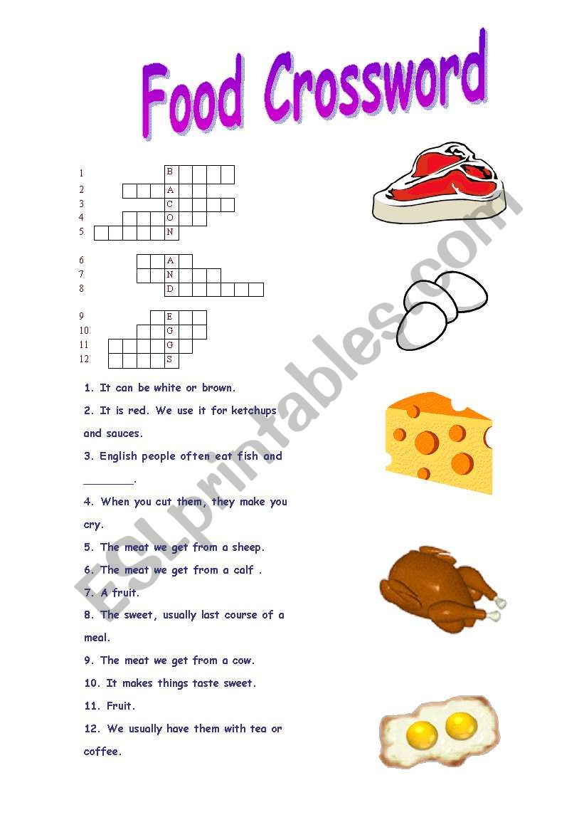 Food Crossword worksheet