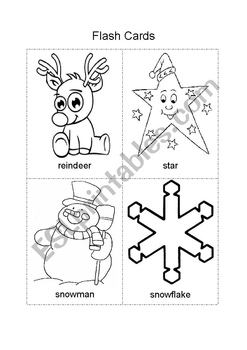 flash cards christmas worksheet