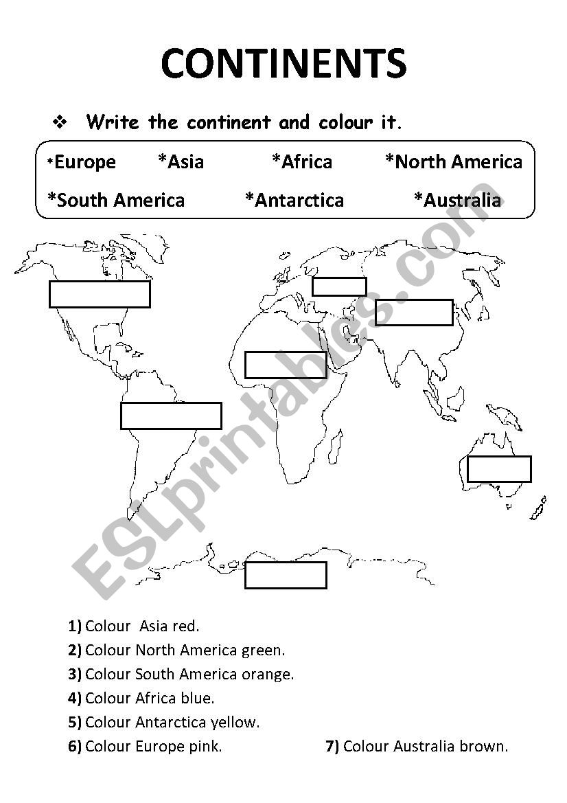 The Seven Continents Worksheet Geography Worksheets Continents And ...