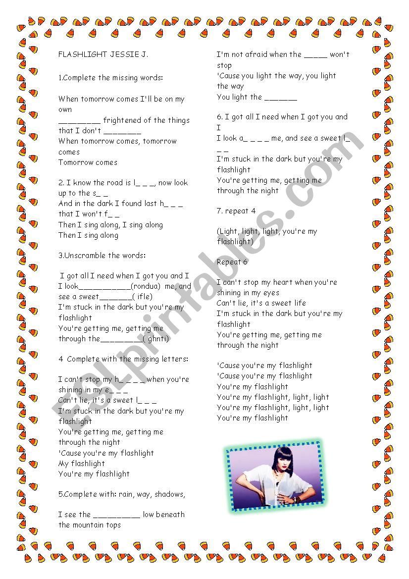 flashlight  by Jessie J worksheet