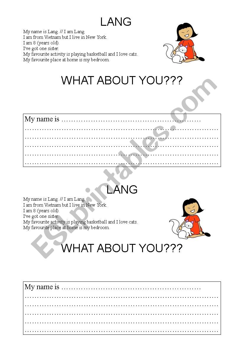WRITE ABOUT YOU worksheet