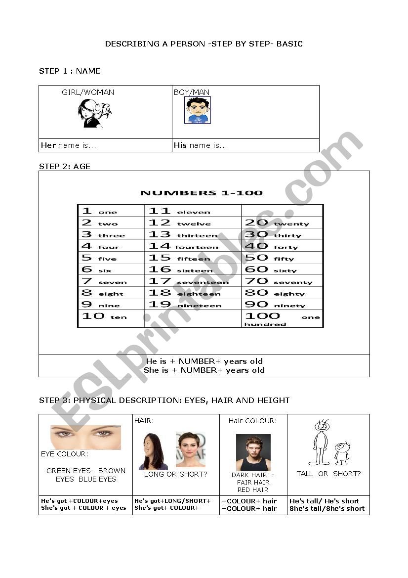 personality worksheet