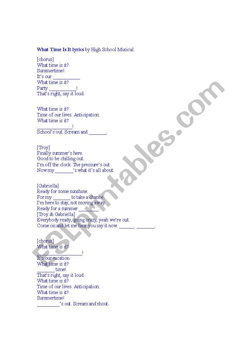 What time is it? worksheet