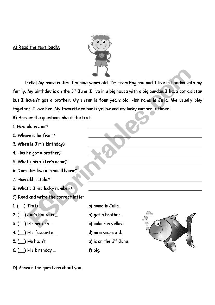 Reading comprehension-2 pages worksheet 