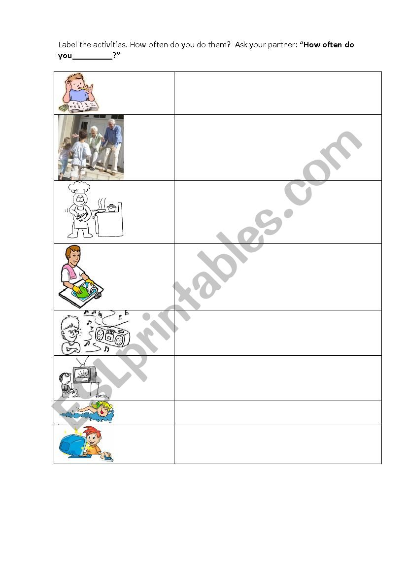How often do you...? worksheet