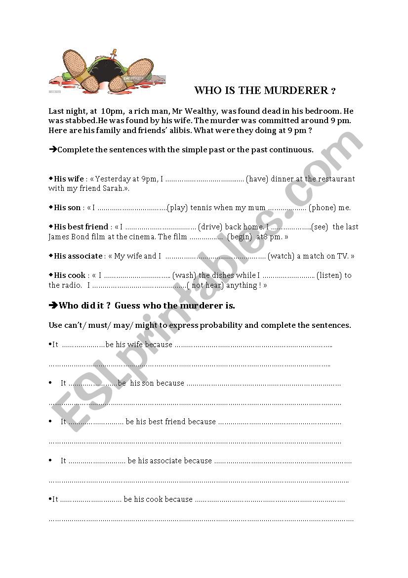 Who is the murderer ?  worksheet