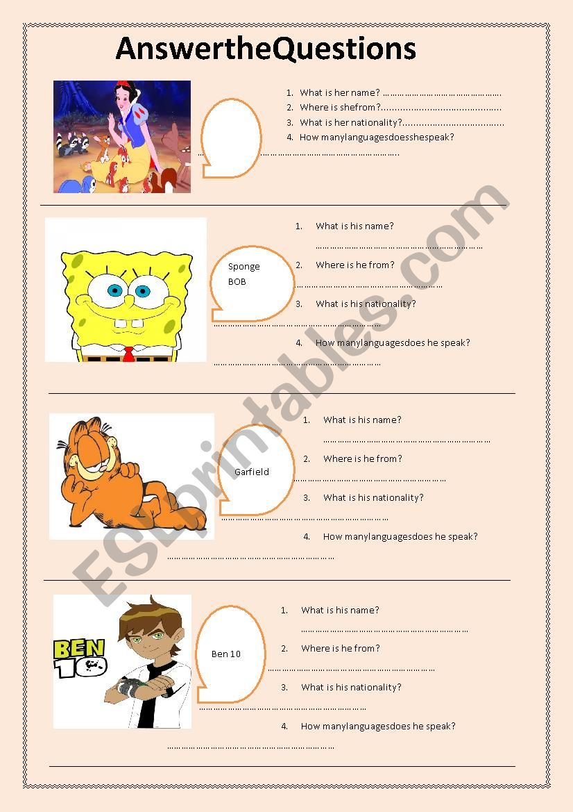 Answer the Questions worksheet