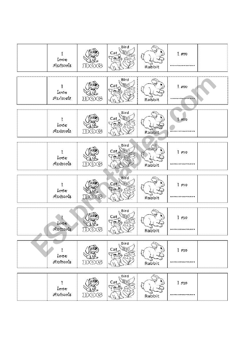 animals bracelets  worksheet