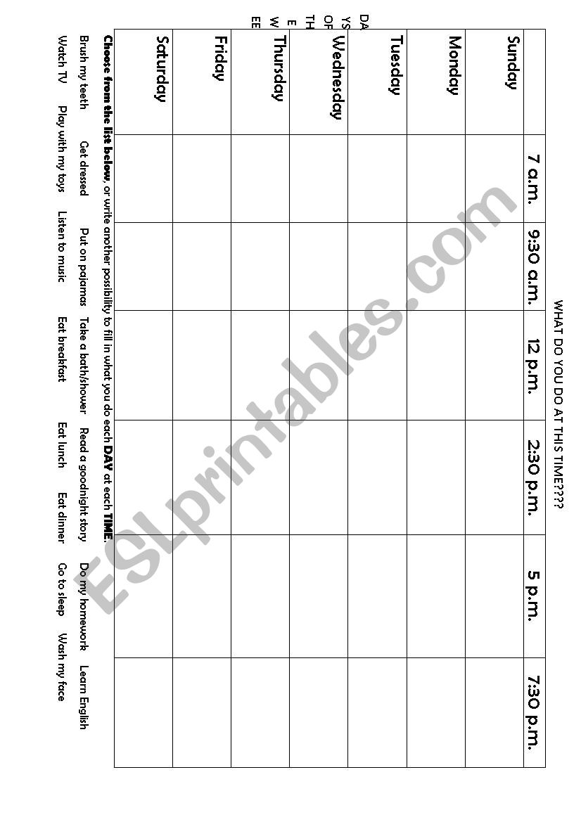 Daily routine worksheet worksheet