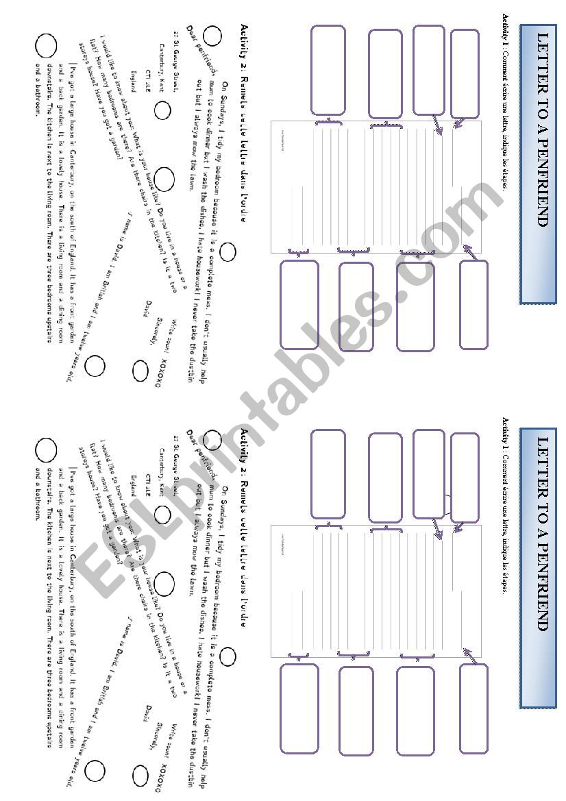 Letter to a penfriend worksheet