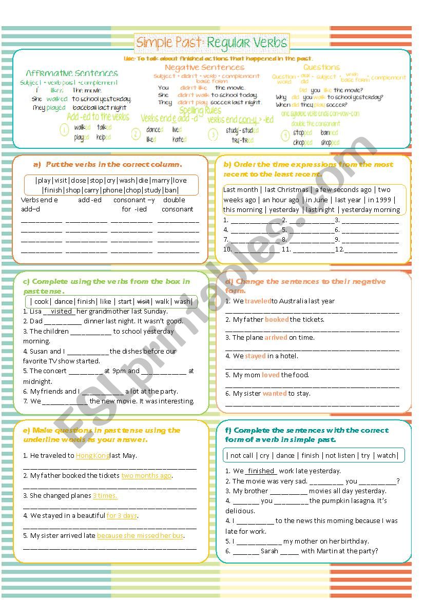 Regular Verbs Simple Past worksheet