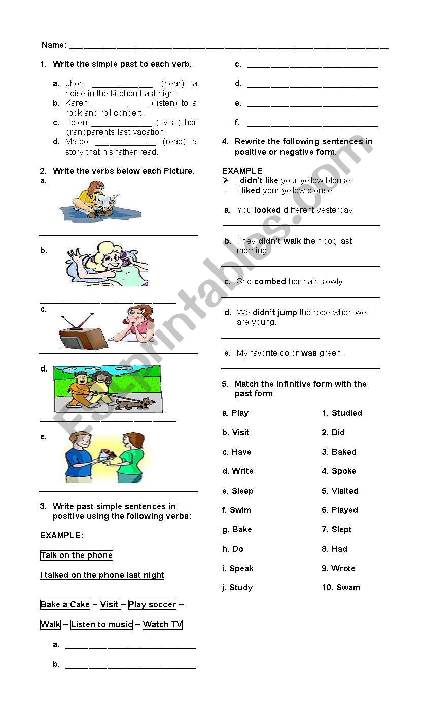 past simple worksheet