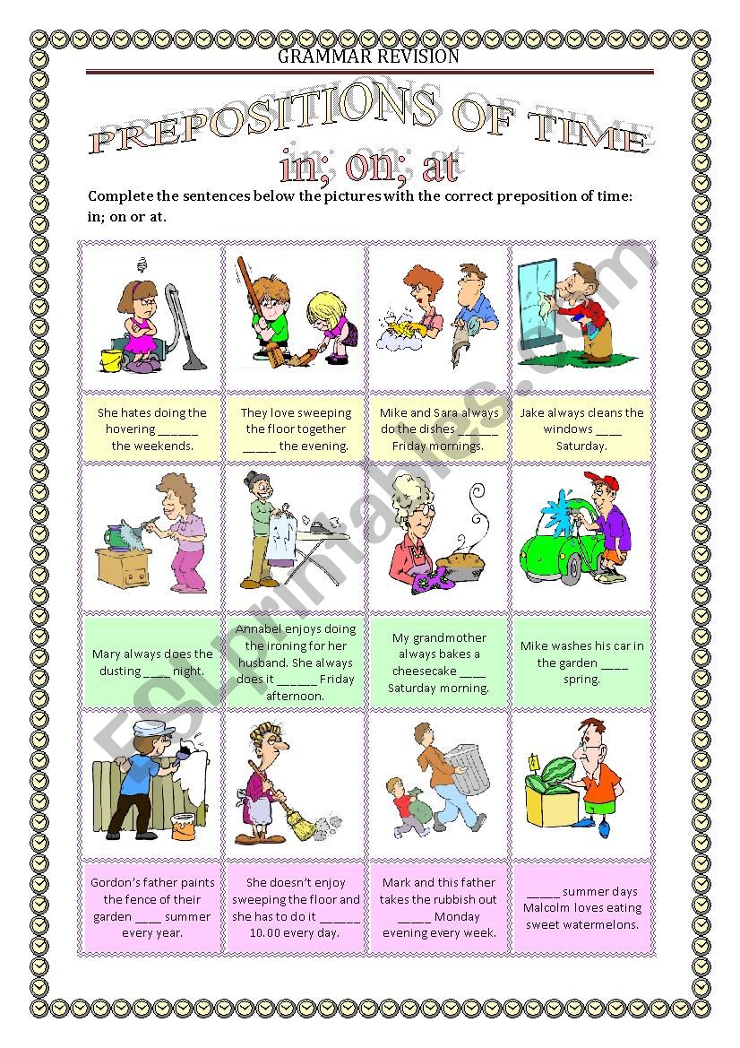 GRAMMAR REVISION 4 - PREPOSITIONS OF TIME in on at