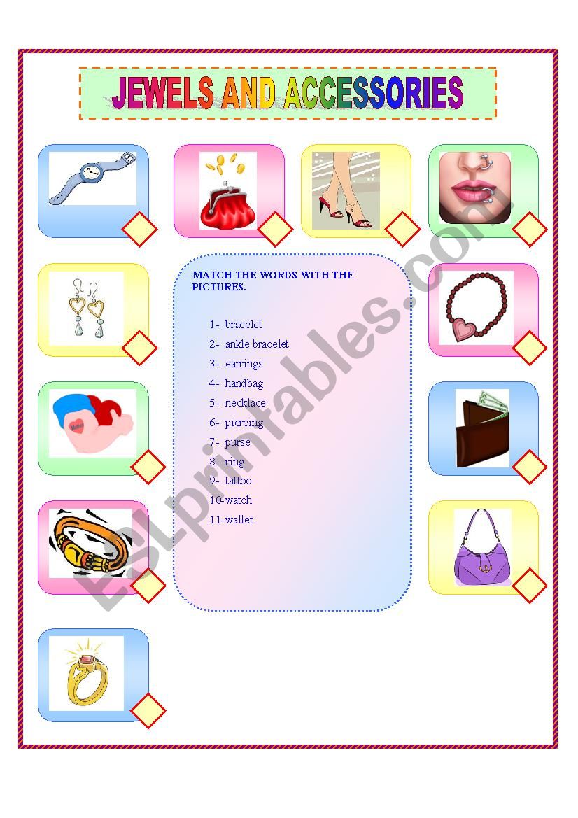 JEWELS AND ACCESSORIES worksheet