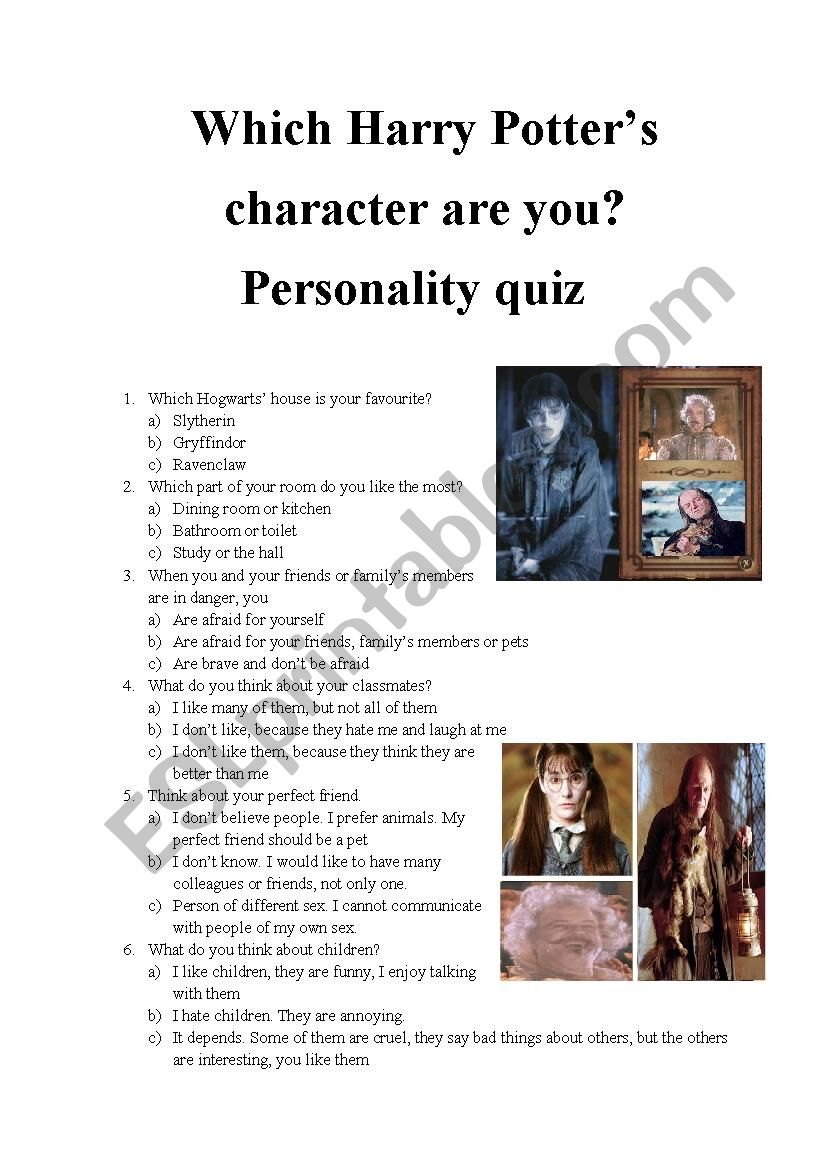 Which Harry Potters character are you? Personality quiz 8