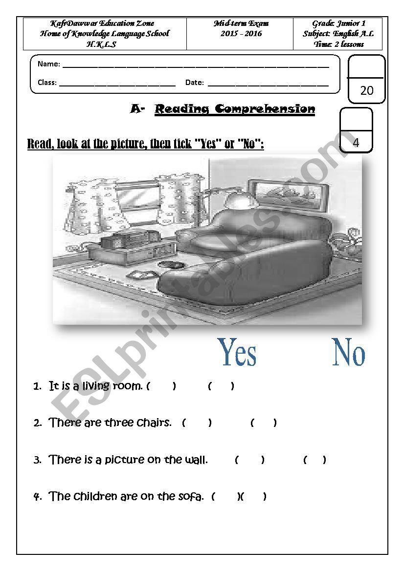 test worksheet