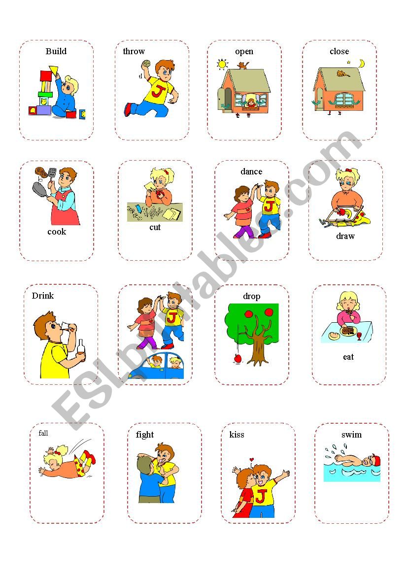 action words dictionary worksheet