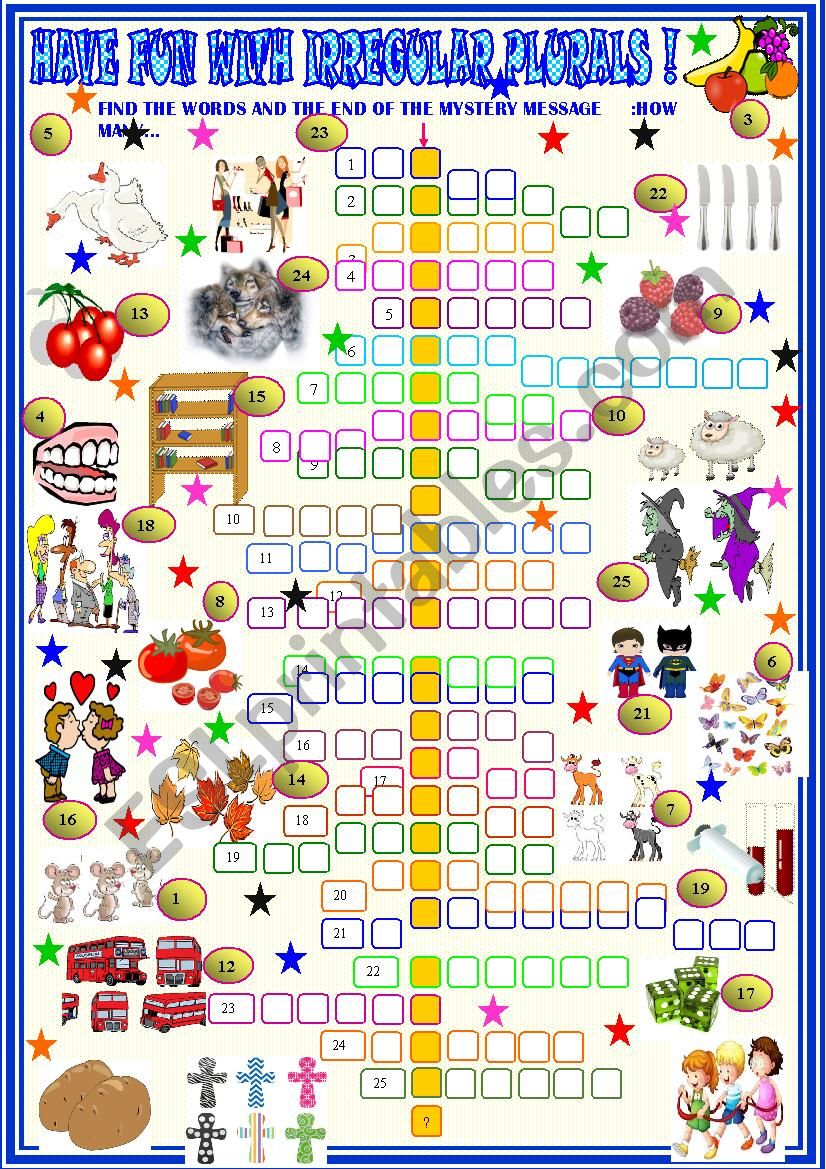 Have fun with irregular plurals with KEY (don´t worry about the Intended For Irregular Plural Nouns Worksheet