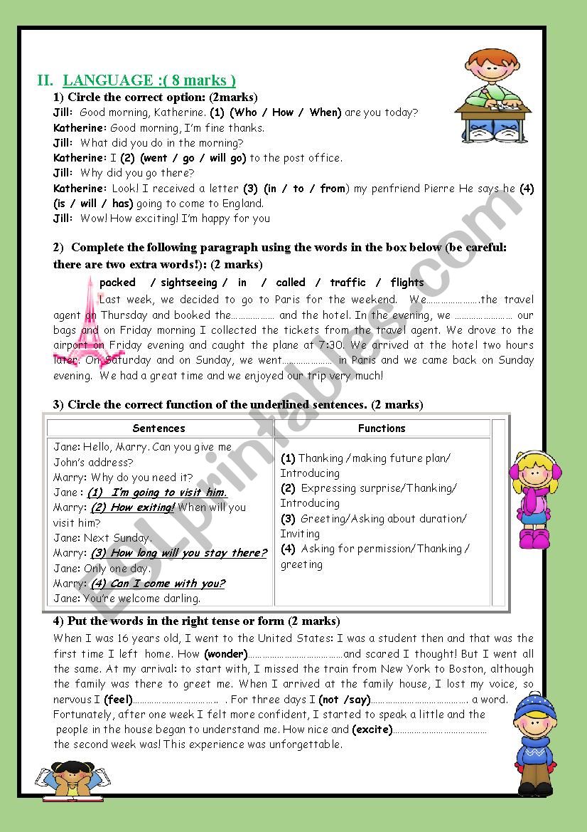 full term test 1 8th form part 2 Language