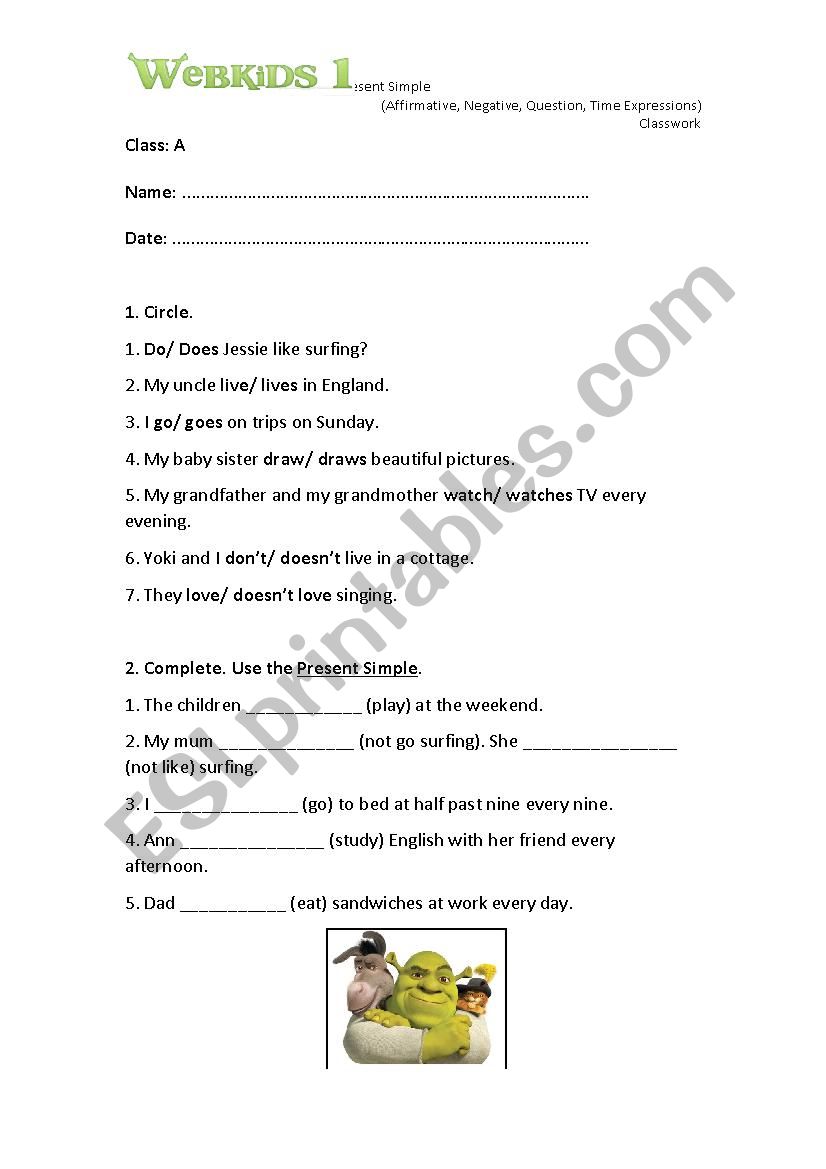 present simple  worksheet