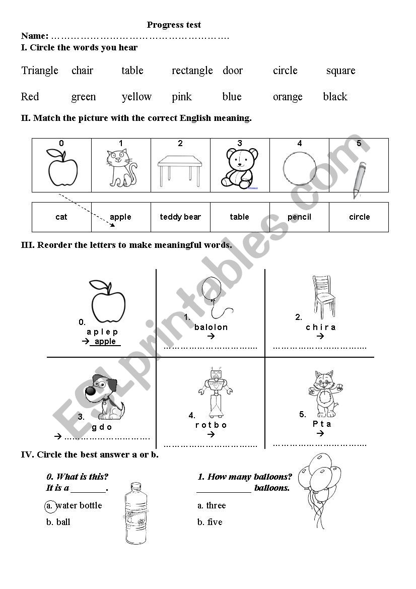 test for first friend 1 worksheet