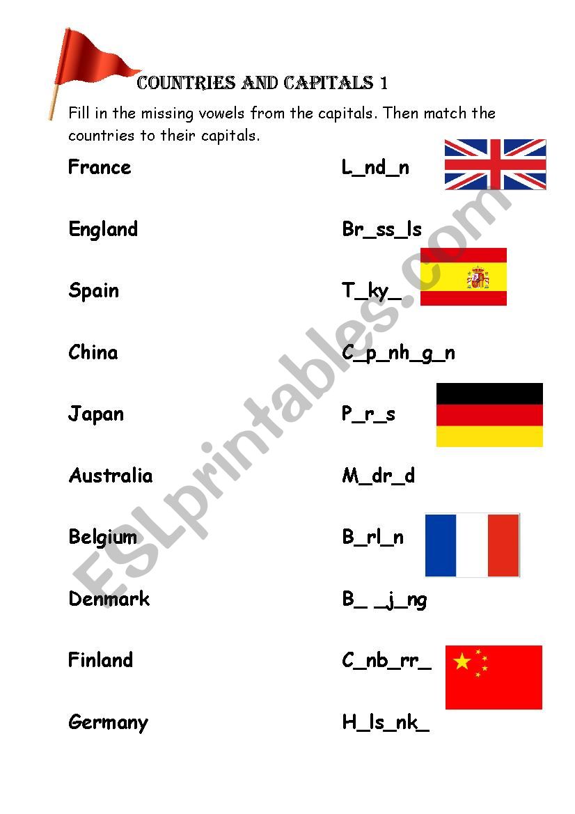 Countries & Capitals worksheet