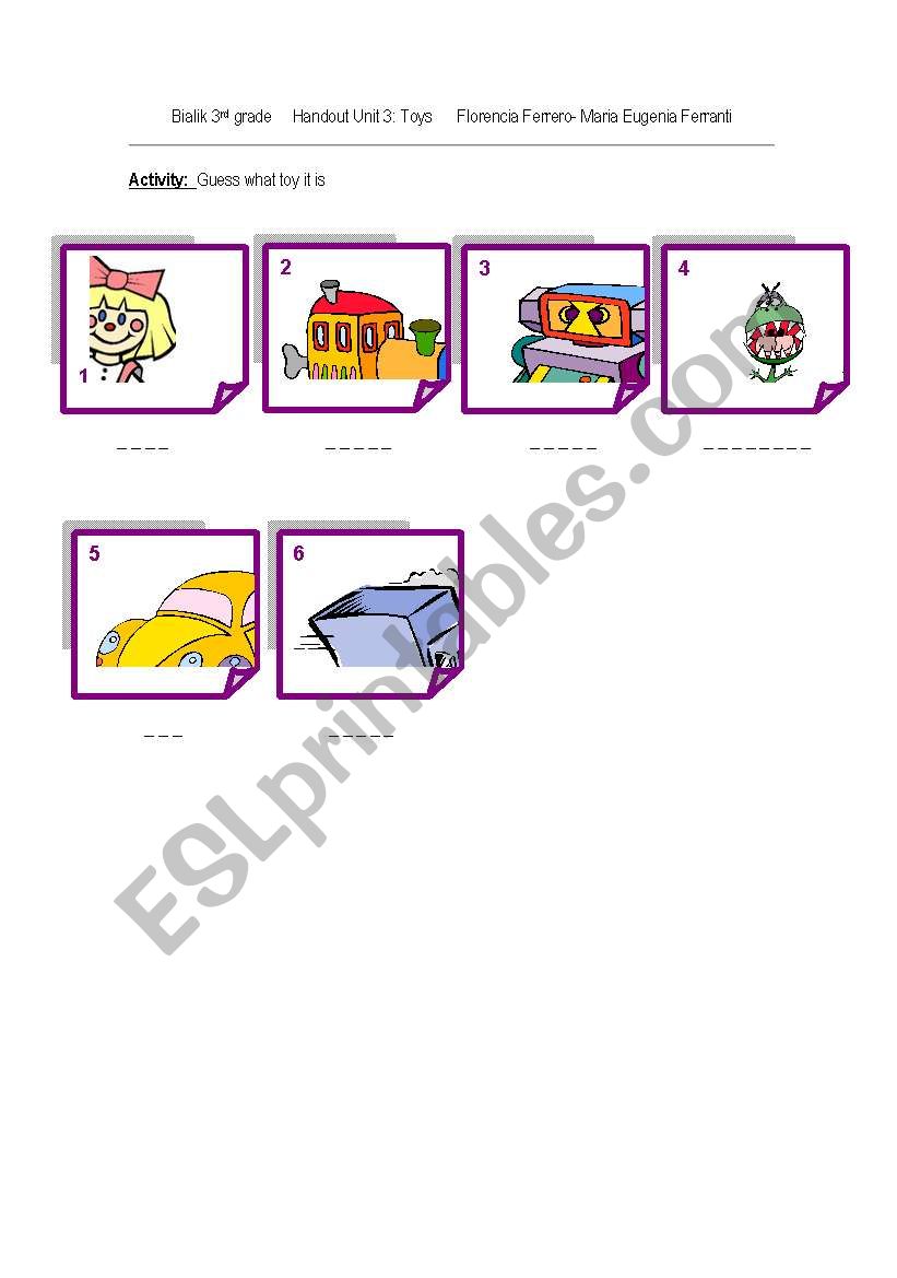 another worksheet on toys worksheet