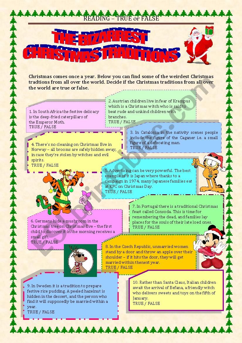 READING - true or false - CHRISTMAS TRADITIONS with key