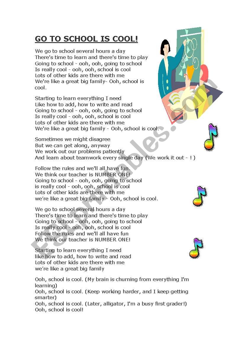 School song worksheet