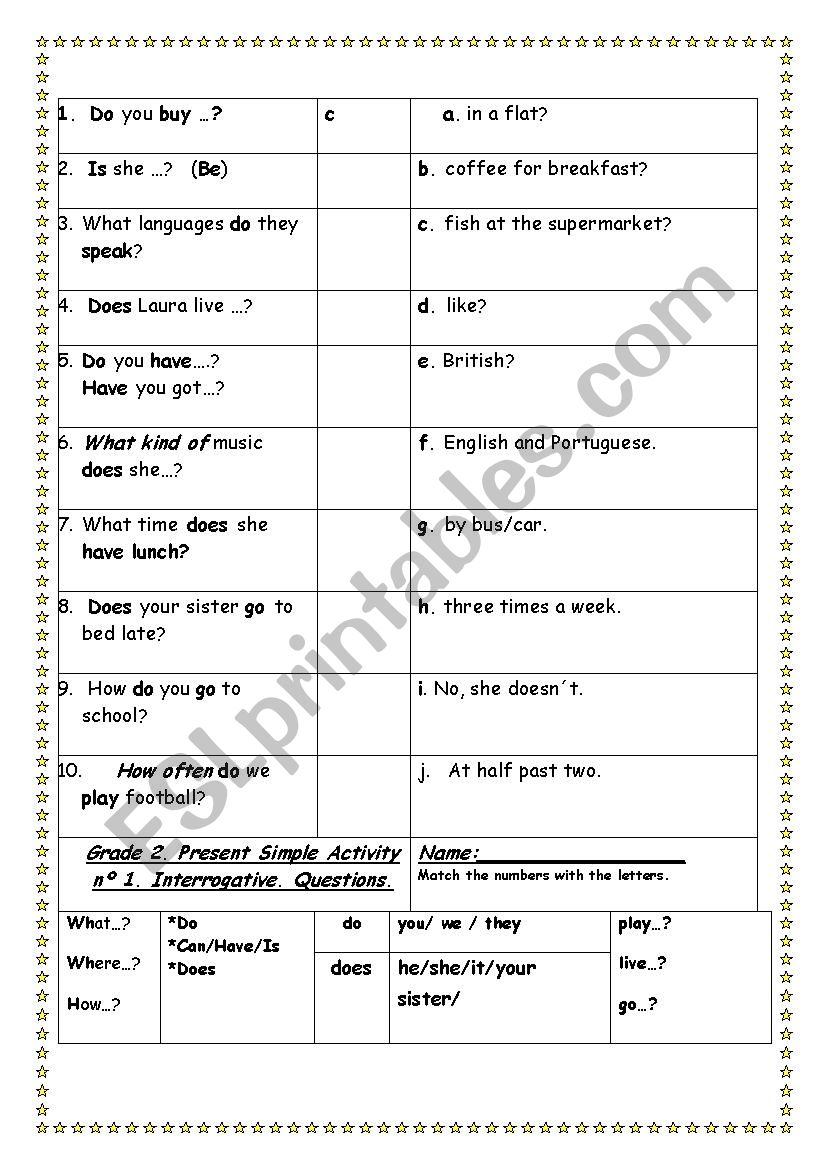 GRADE 2. TRINITY . PRESENT SIMPLE  INTERROGATIVE  QUESTIONS