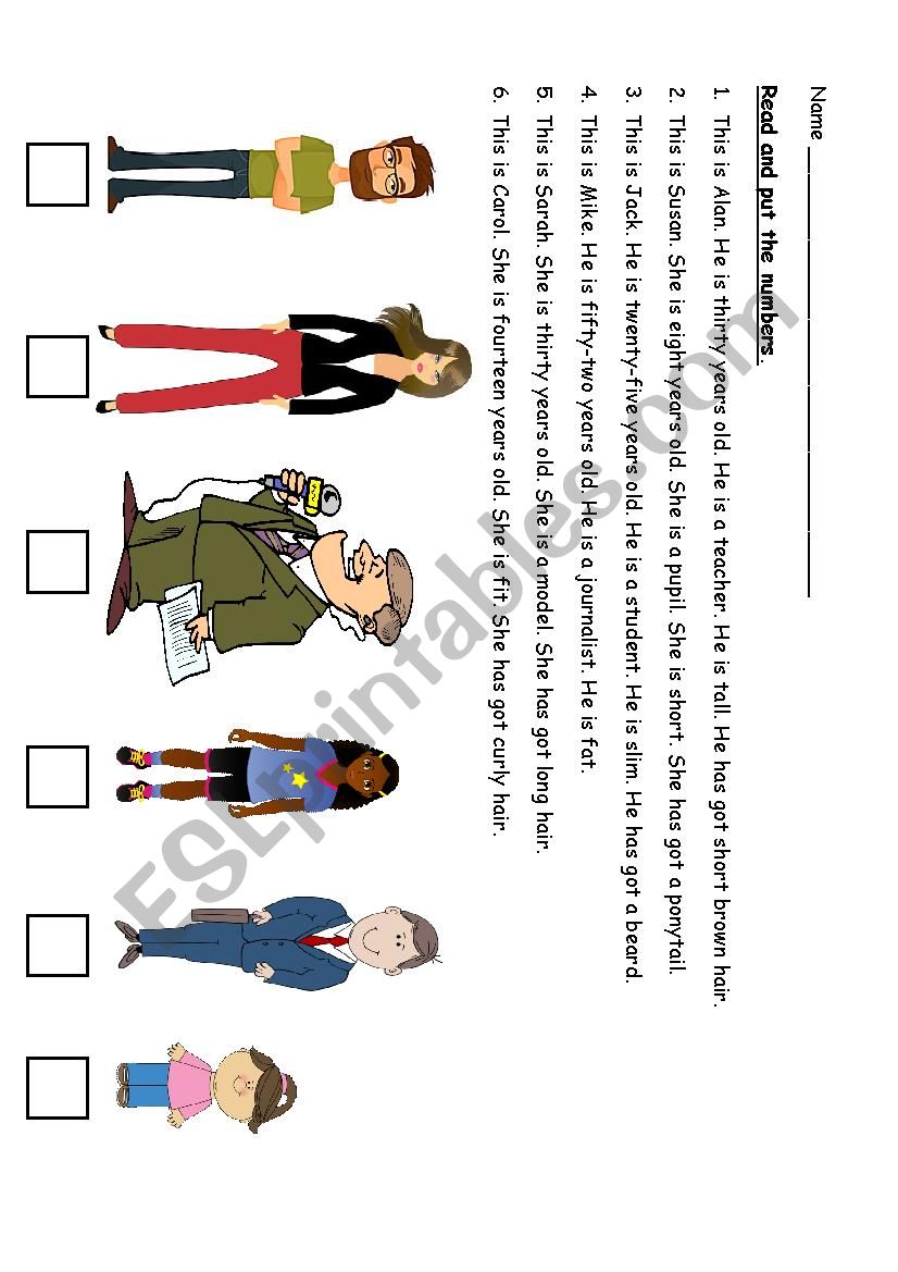 Describing People worksheet