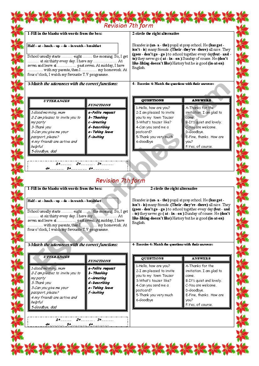 7th form revision for module 1 and 2