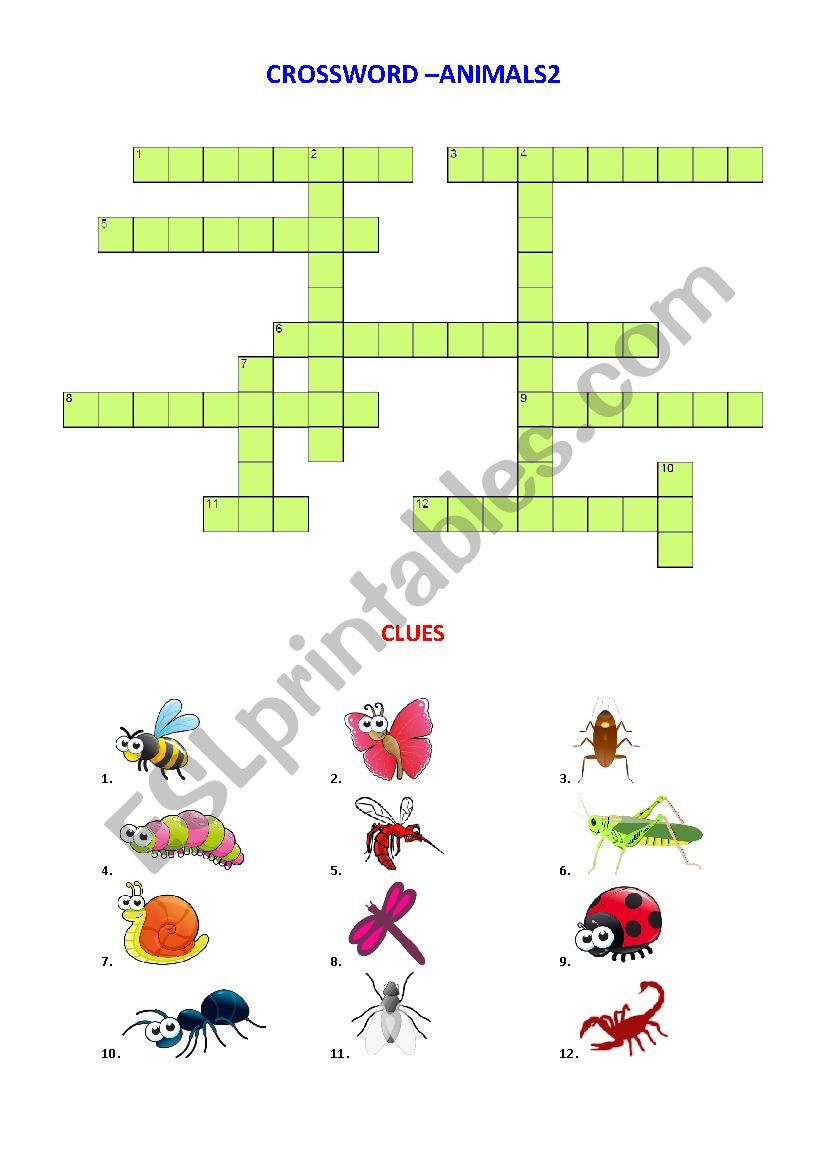 Crossword - Animal 2 worksheet