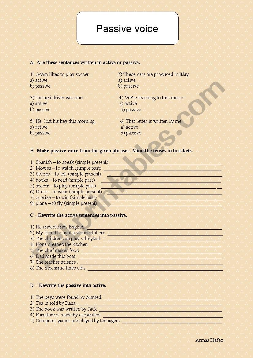 Passive voice worksheet