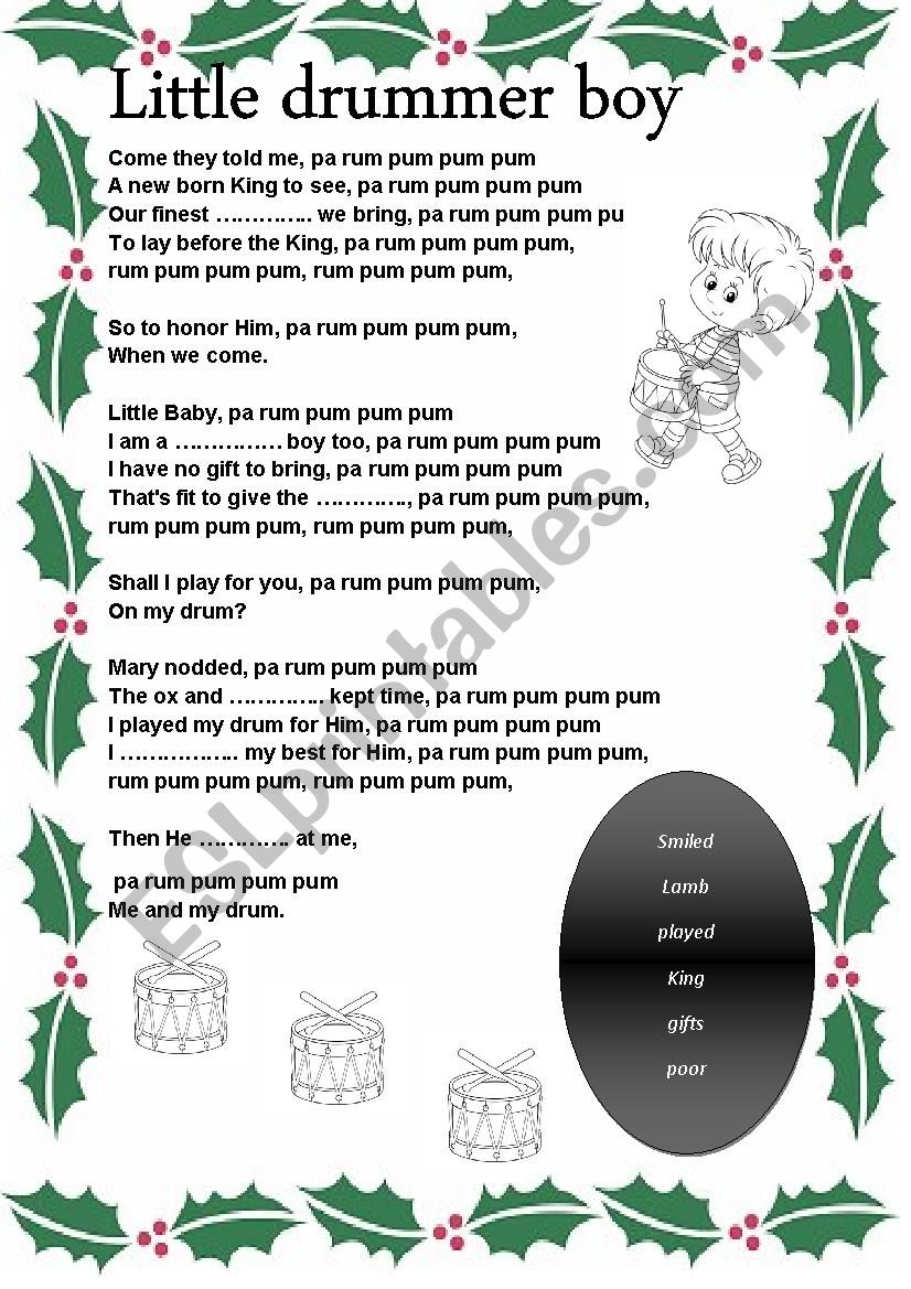 little drummer boy worksheet