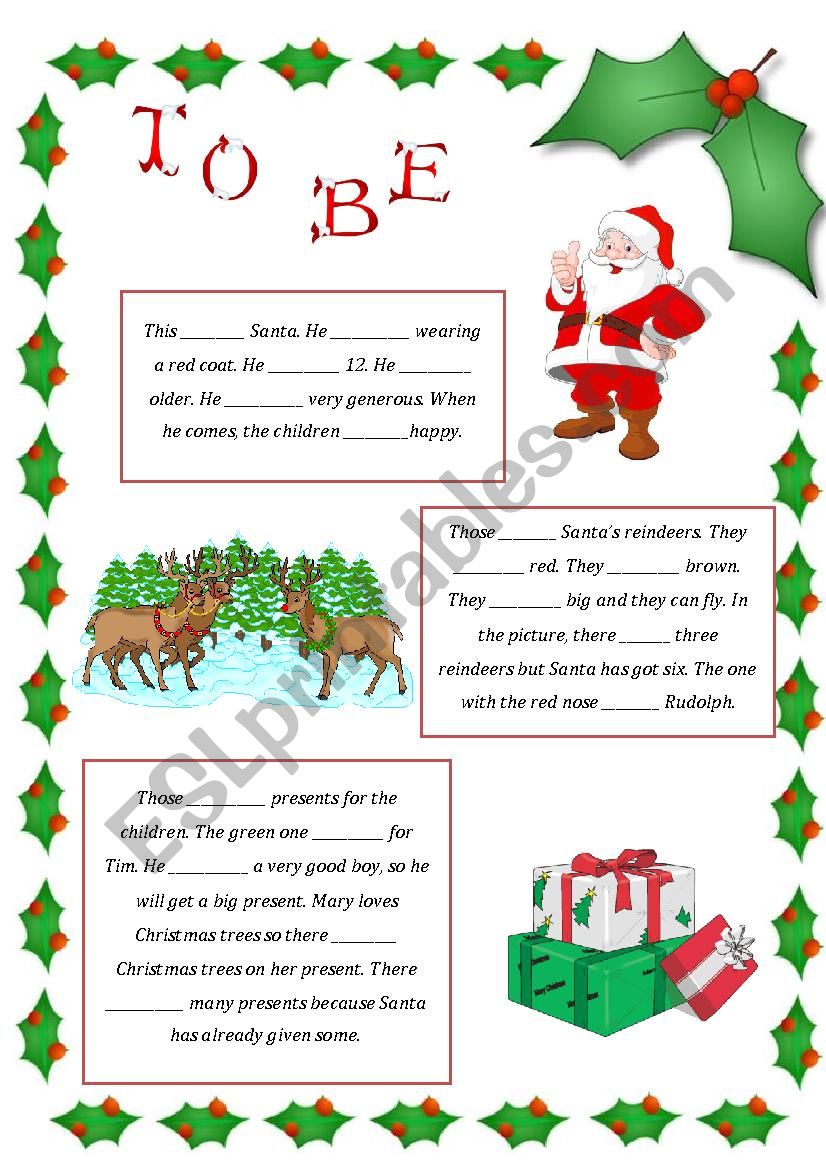 to be - Christmas theme worksheet